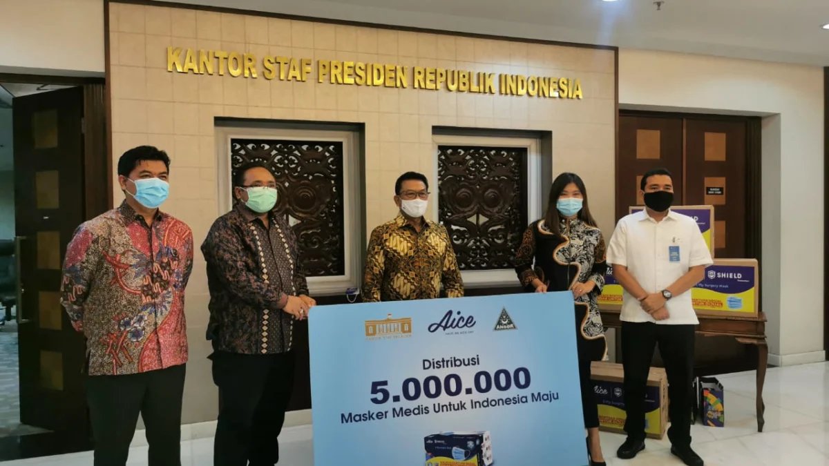 Kantor Staf Presiden, GP Ansor & Aice Luncurkan Gerakan Pentahelix 5 Juta Masker Medis