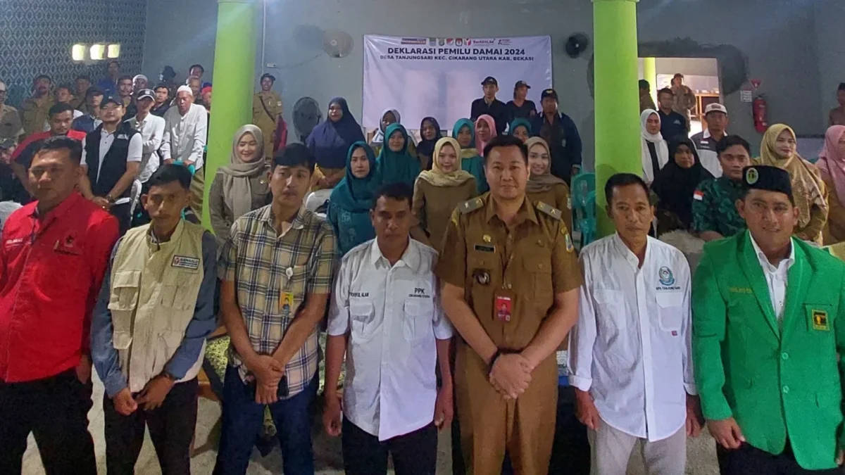Deklarasi Pemilu Damai di Desa Tanjung Sari Cikarang Utara Dipimpin Pj Kepala Desa
